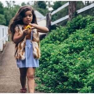 Lacey Lane girls 7year skirt suspenders cloud blue polka dot pull on 100% cotton